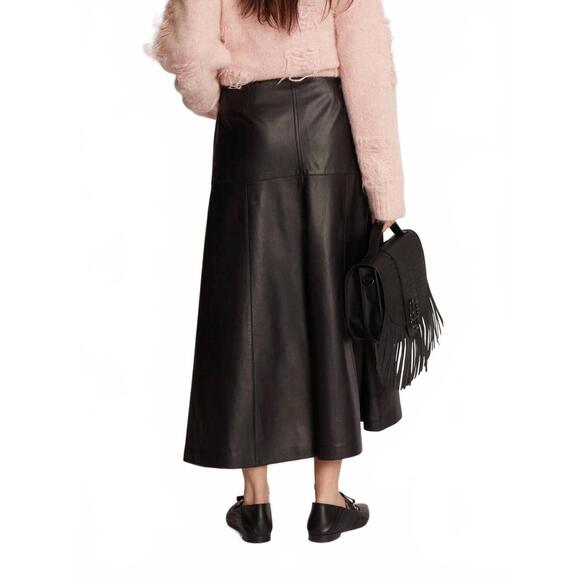 NEW MUNTHE women's tuxya vegan leather skirt in black